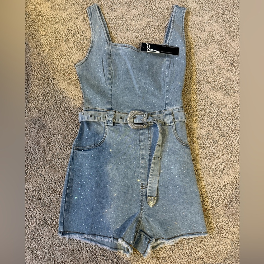 Lucky & Blessed Denim Romper